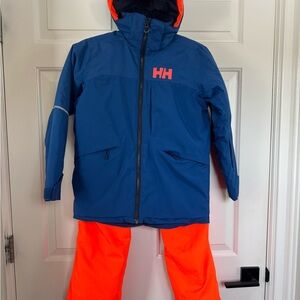 Helly Hansen Navy Jacket and Bright Orange Pants
